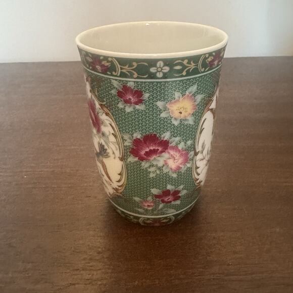 VTG Otagiri Japan Gallery Hummingbird Mug Tea Cup Floral Green Pink Birds Asian - Picture 3 of 11